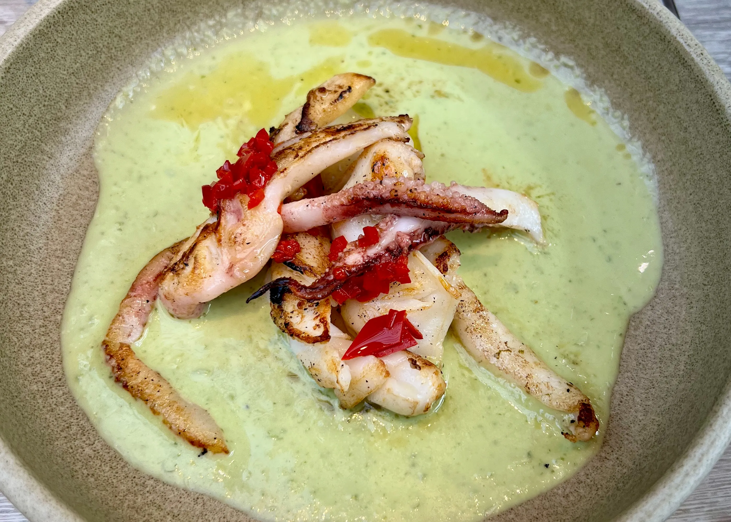 Charred squid & jalapeno vinegarette