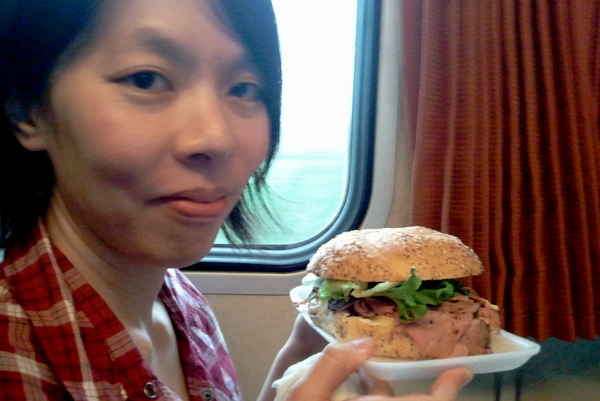 Roast beef sandwich onboard the Amtrak Cascades