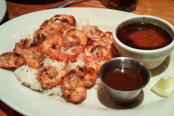 Grilled balsamic shrimp with a side of black beans