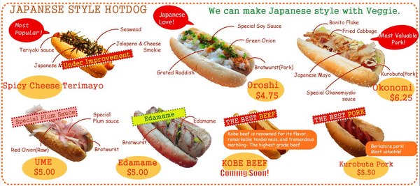 Japa Dog menu
